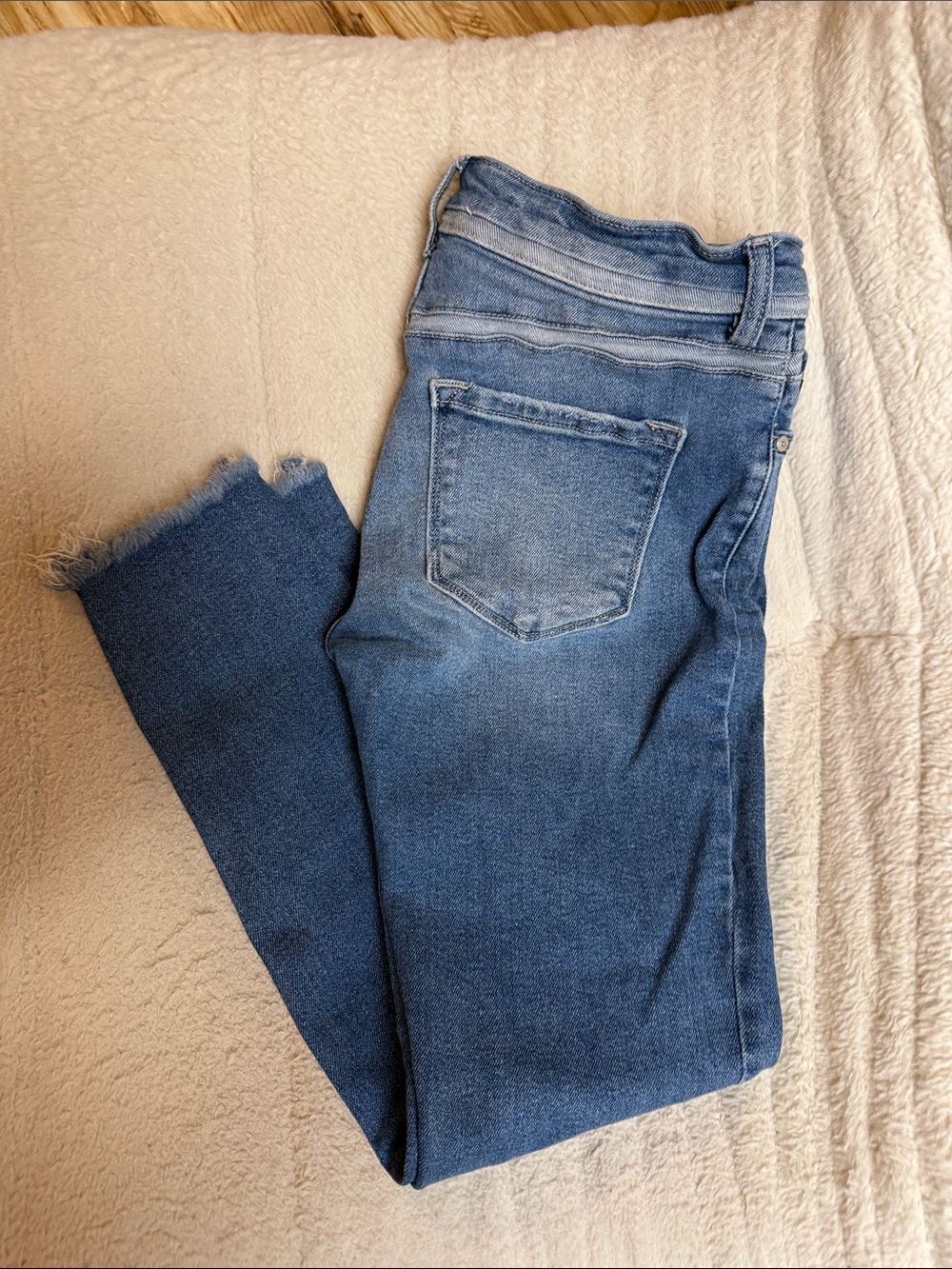 KanCan Medium Blue Skinny Jeans with Raw Hem